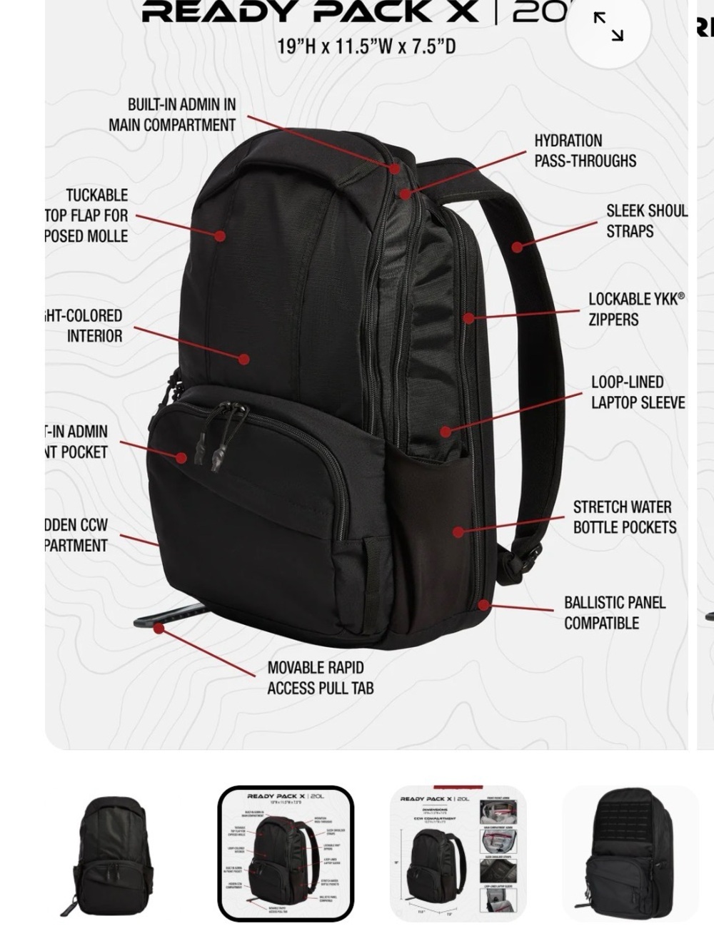 Vertx Ready Pack X 20L Backpack Black - Durable Tactical - New w/o Tags